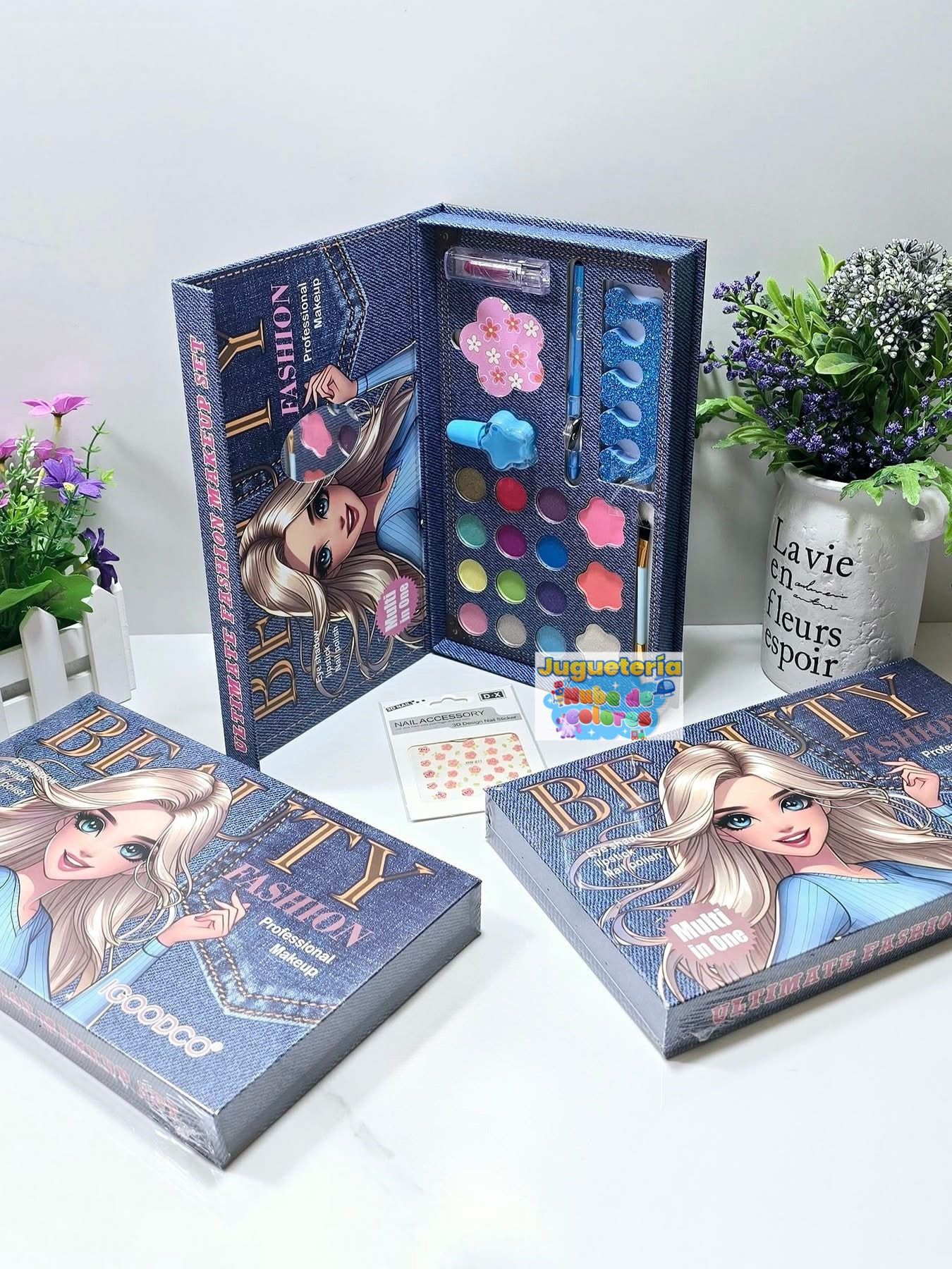 PALETA MAQUILLAJE AZUL 21 accesorios