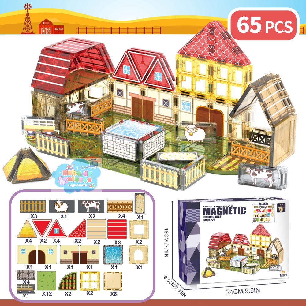 BLOQUES MAGNÉTICOS GRANJA 65 PCS. - Imagen 2